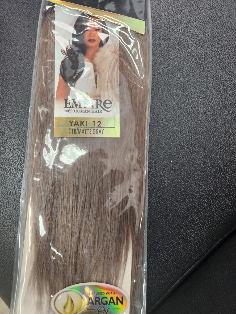 Glamour Empire Yaki 12" Matte Gray Straight Human Hair Weave